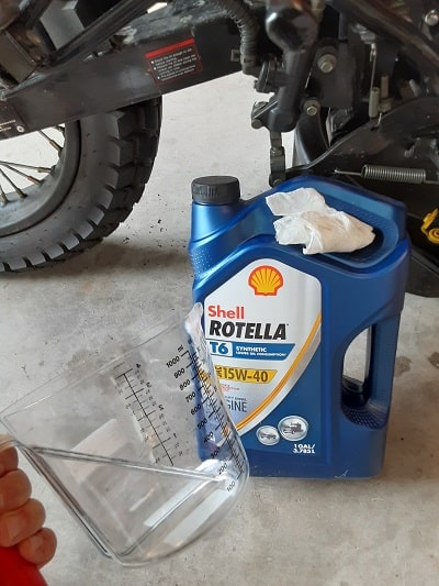 After my TBR7 Oil change, I refill with a good motorcycle oil.