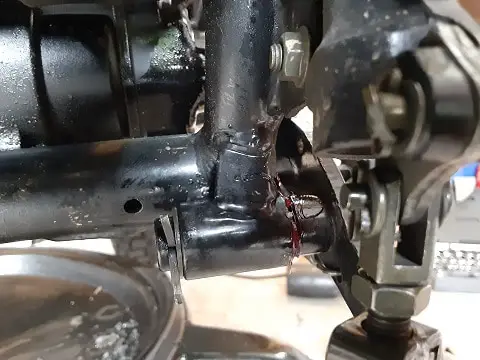 Securing Rear Brake Pedal with cotter pin.