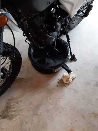 Oil pan under my TaoTao TBR7 motorcycle.