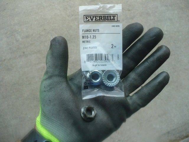 Nuts bought off shelf at hardware store, better than the stock sprocket stud nuts.