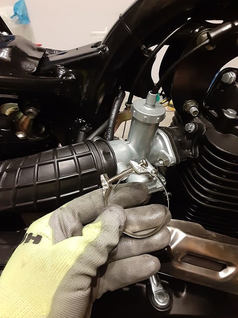 air intake hose clamp removed.