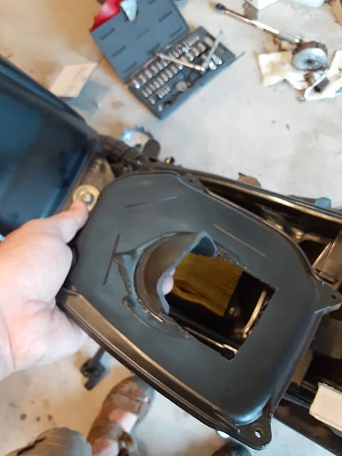Completed more TBR7 motorcycle airbox inlet trimming.