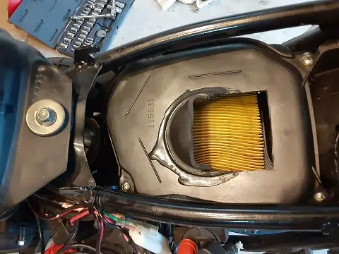 Installed with more TBR7 motorcycle airbox inlet trimming.