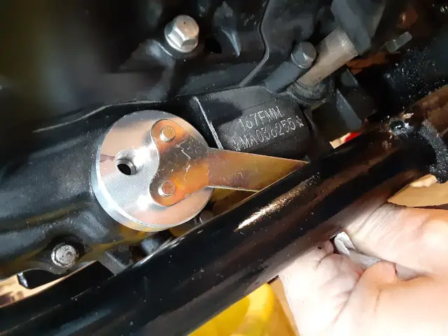 Wrench that came with kit, installing oil cooler hub.