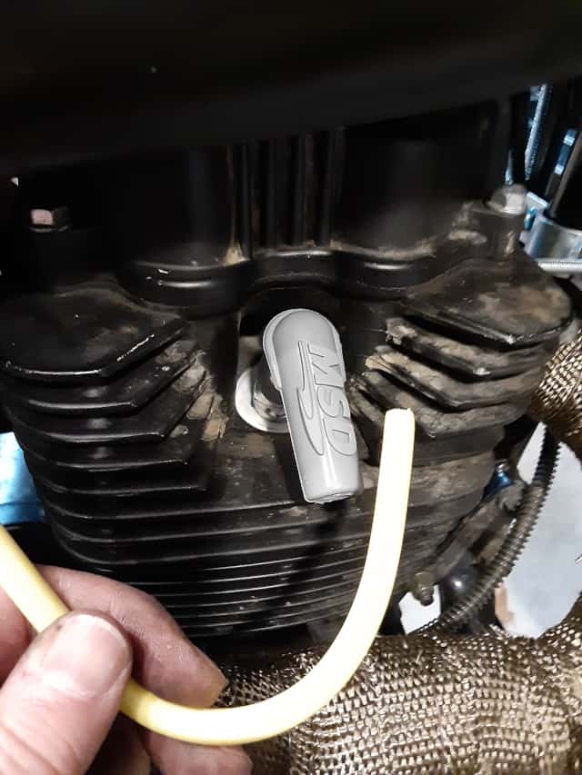 Nibbi spark plug wire trimmed to length.