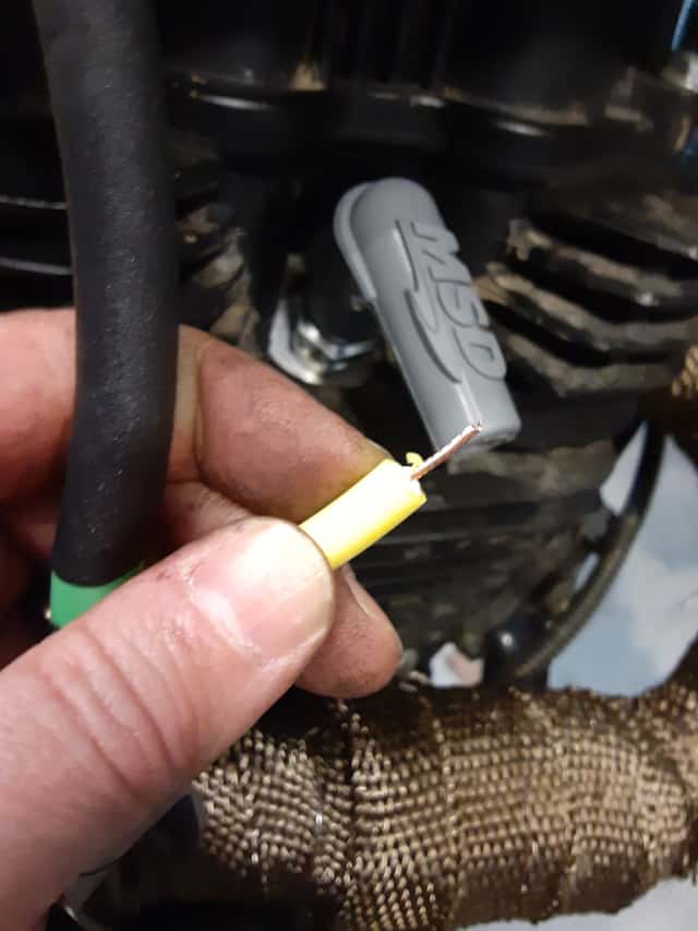 Nibbi ignition coil spark plug wire stripped.