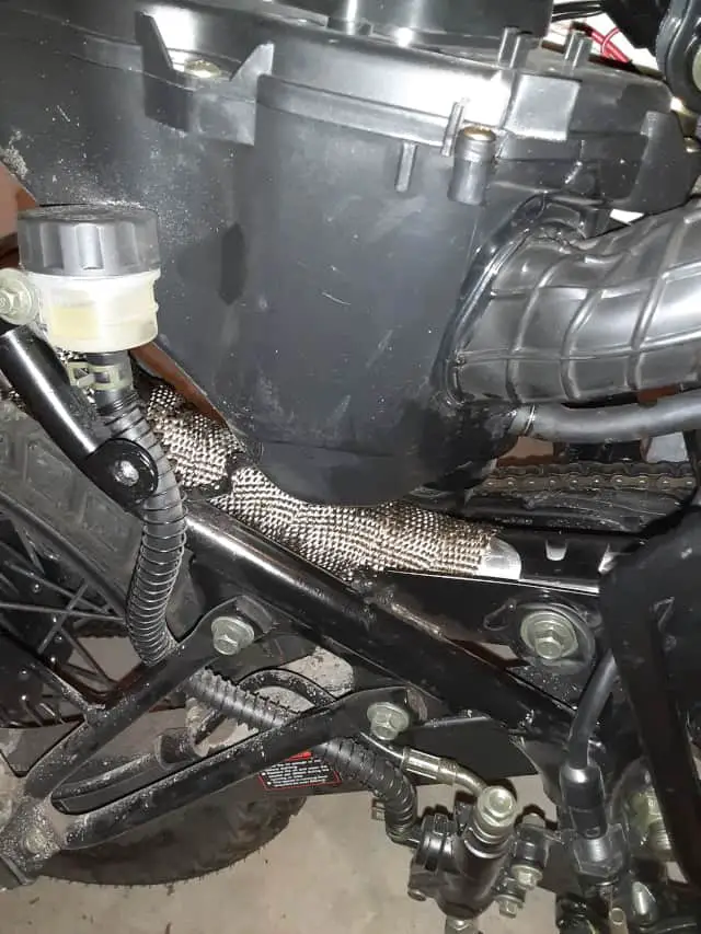 Exhaust piping dry fitted with new exhaust wrap.