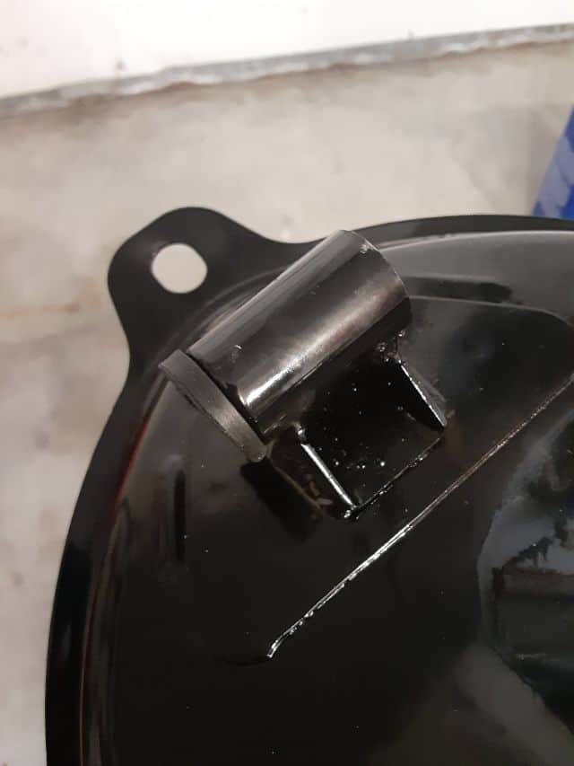 Boom Vader's single front gas tank bushing installed. 