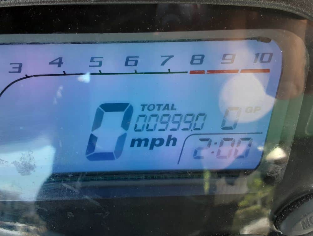 Boom Vader Motorcycle Odometer 999 miles.