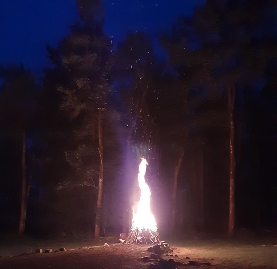 Hot summer night camp fire.