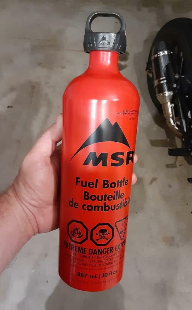 My motorcycle spare fuel bottle.