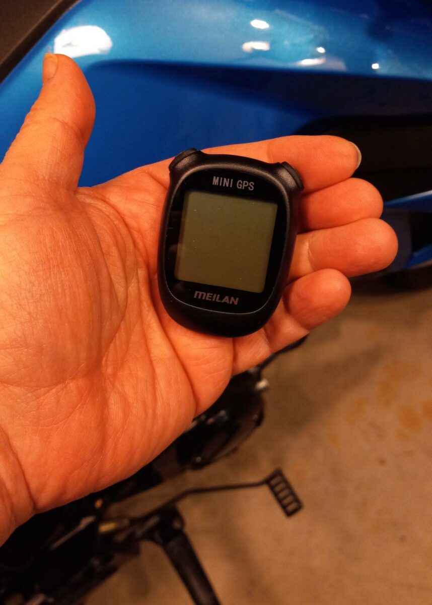 Bike GPS speedometer in palm of my hand.