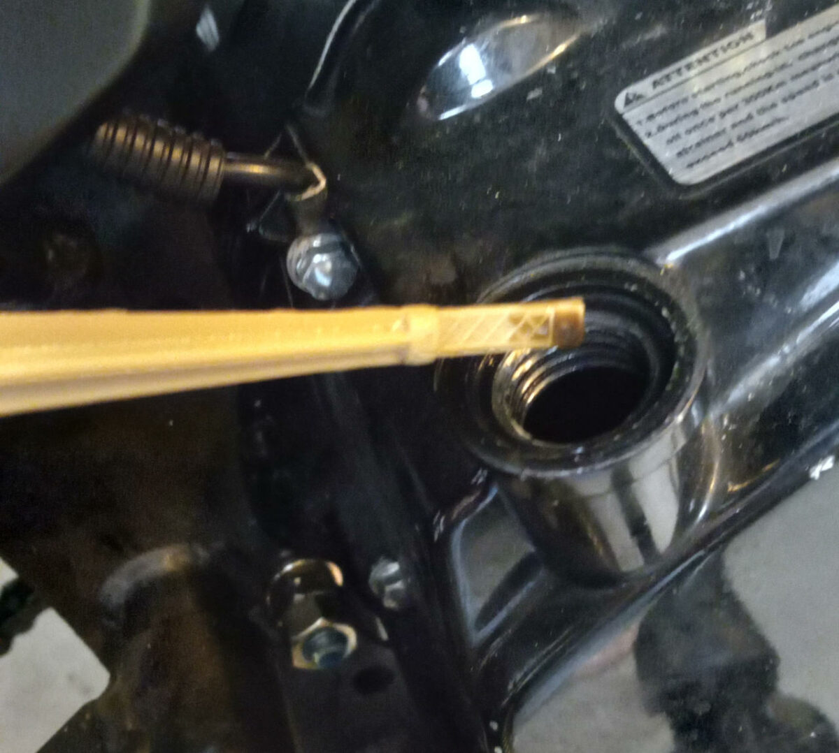 Actually How To Check Motorcycle Oil Level On The Boom Vader with the dipstick.