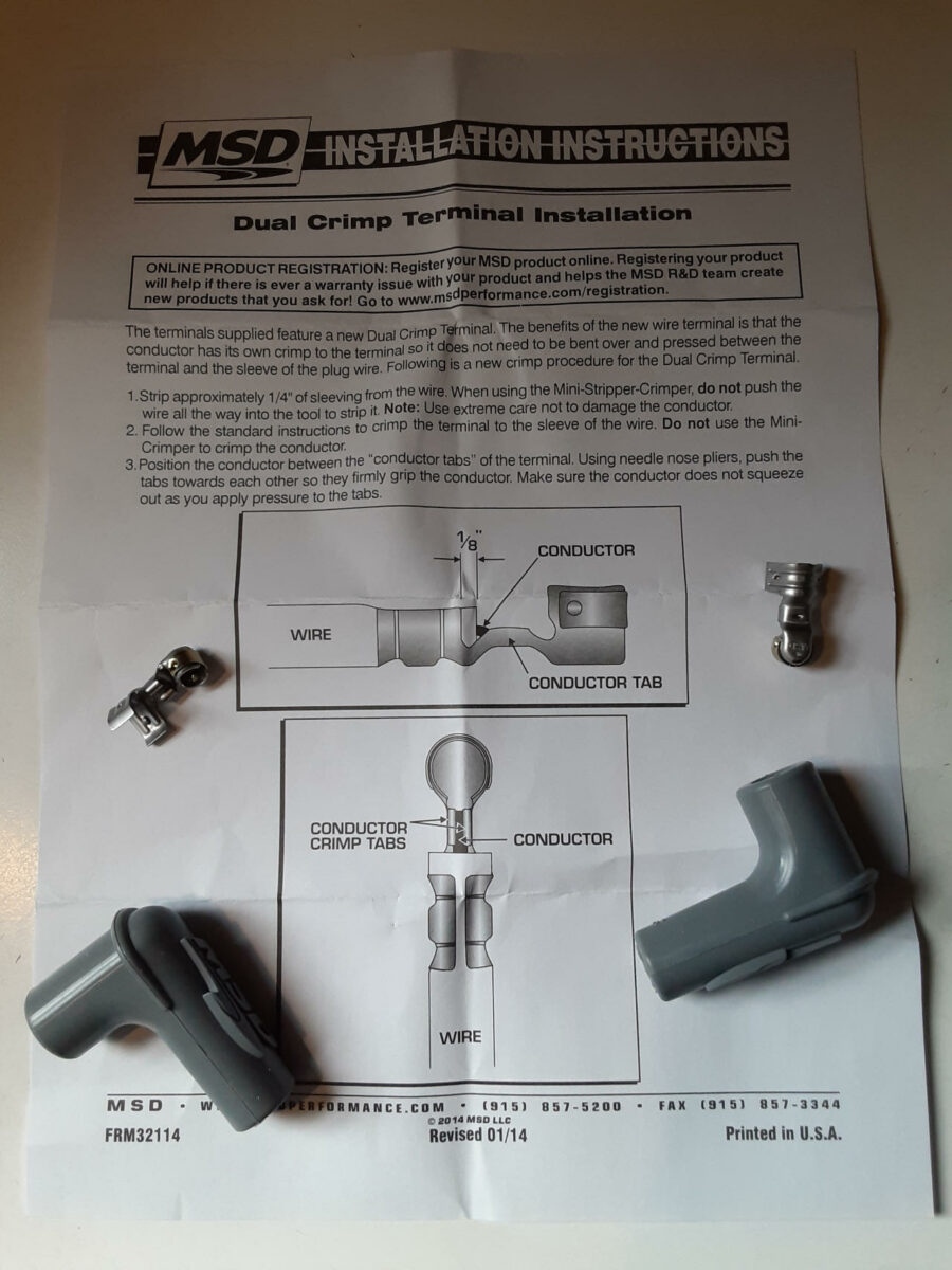 New MSD Spark Plug Boots and installation instructions.