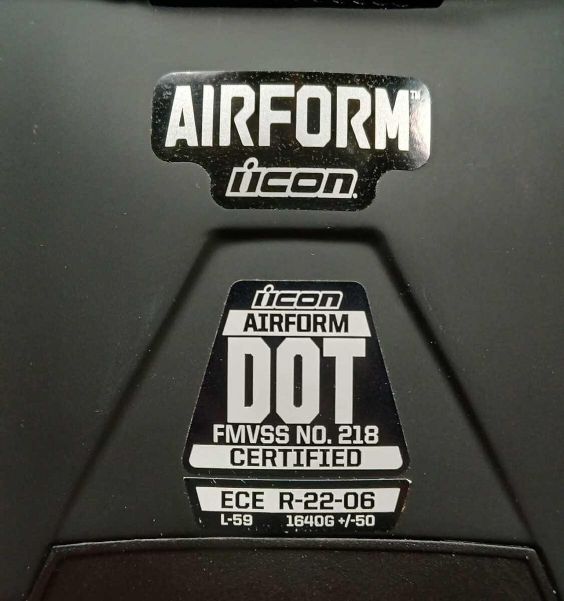 Icon AirForm Motorcycle Certifications.